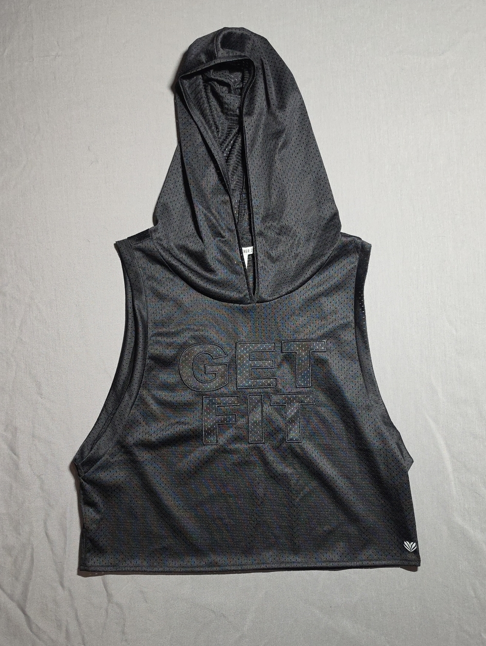 Forever 21 Black Mesh Sleeveless Hooded Crop Top